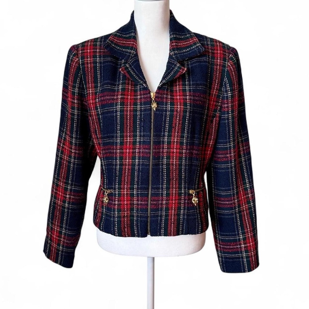 90s Vintage Wool Plaid Blazer
